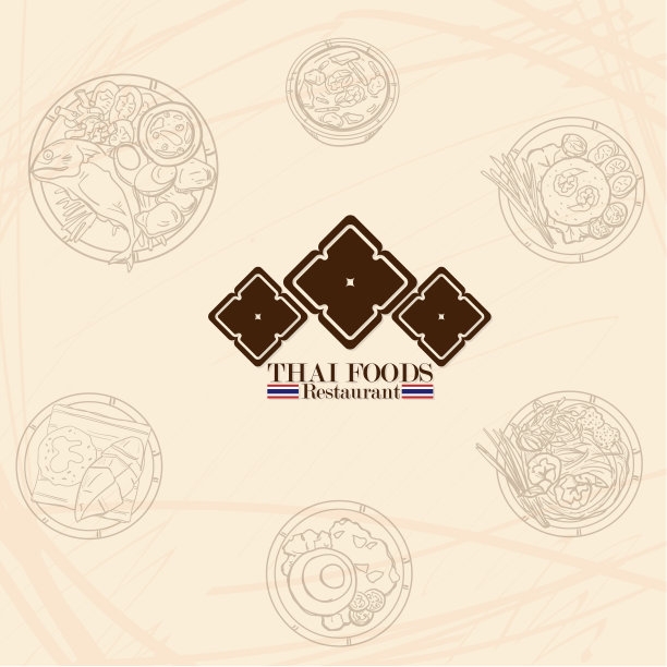 泰国菜餐厅标志图标图形图片下载