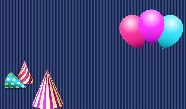 氦气球和生日派对帽图片下载