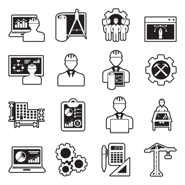 项目经理图标。线条与填充设计。矢量插图。图片下载