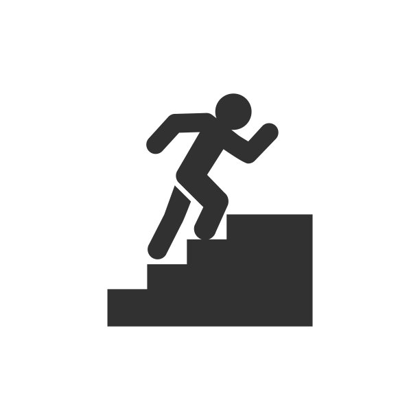 一个男人跑上楼梯。图片下载