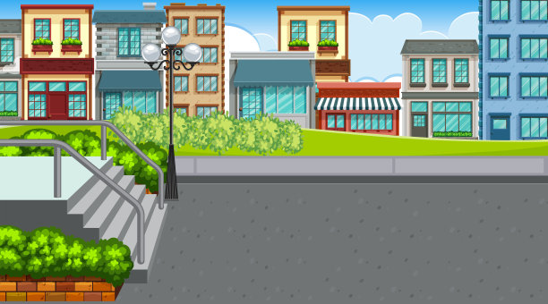 一个有城镇的户外场景图片下载