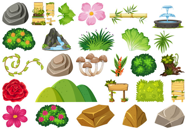 一组孤立的对象主题-园艺图片下载