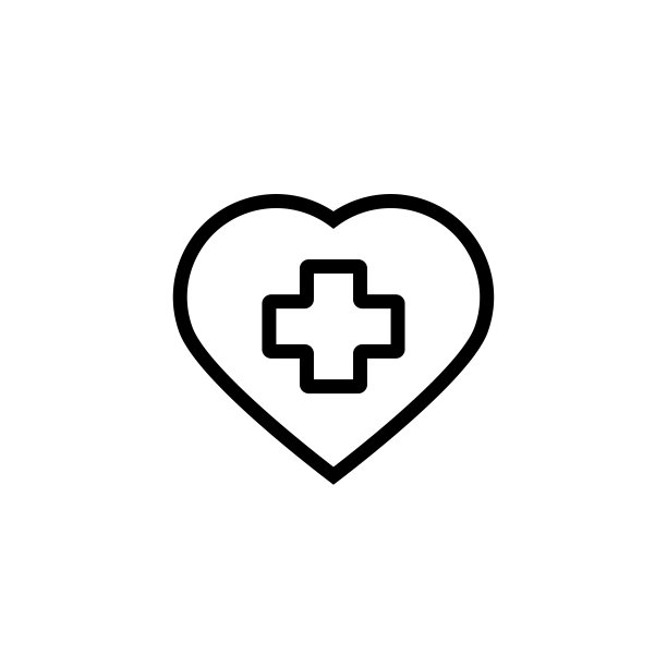 健康护理图标矢量，心形图标矢量。心形积极医疗医疗保险健康护理药房诊所图像矢量图标。图片下载
