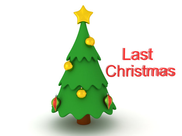 去年圣诞节，圣诞树旁的3D文字图片下载