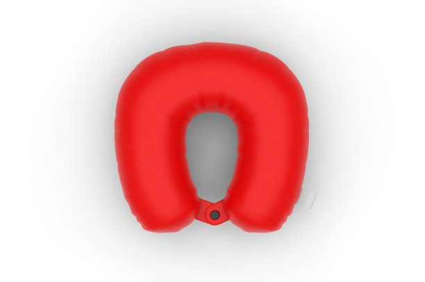 空白旅行枕头与纸标签颈部。空模板模拟。三维演示图片下载