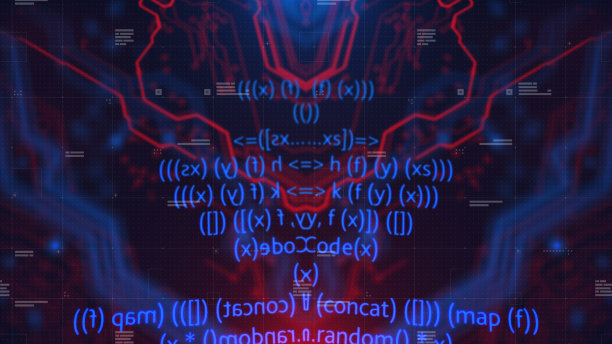 住房和城市发展部的元素。头显示。对称模式。红色和蓝色微芯片背景。抽象的背景。数字技术。PCB。微芯片的链接。3 d演示。计算机图形网站的背景图片下载