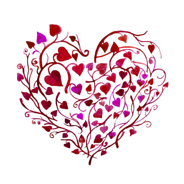 装饰水彩心绿色热带植物图片下载