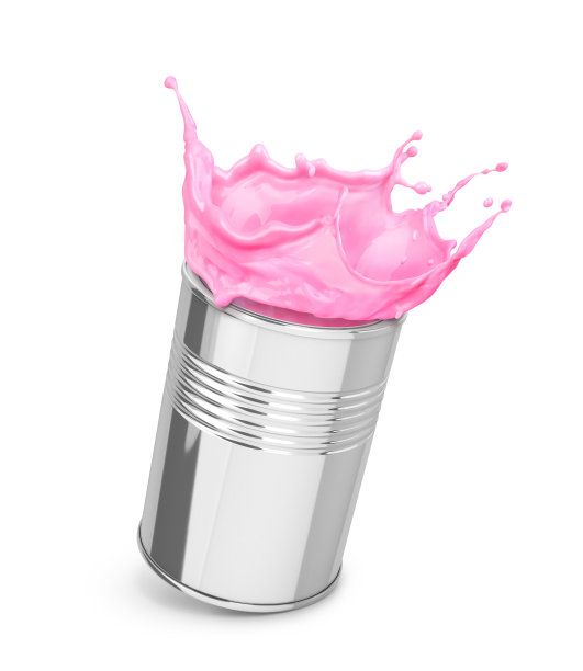 在一个罐子里溅上粉红色的油漆图片下载