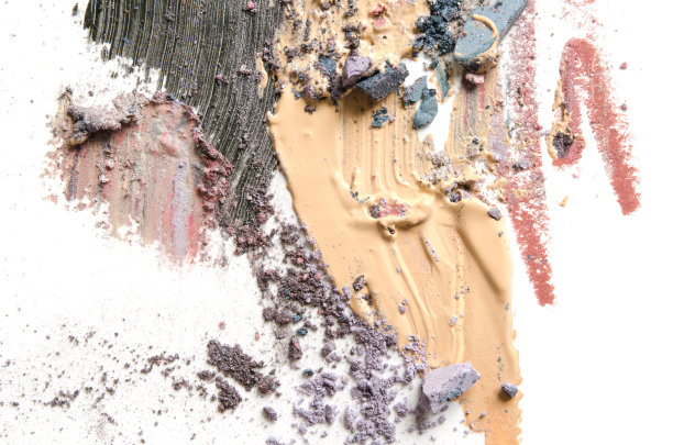 化妆，化妆笔画，涂抹在白色的背景上。睫毛膏,语调,眼影。——图片图片下载