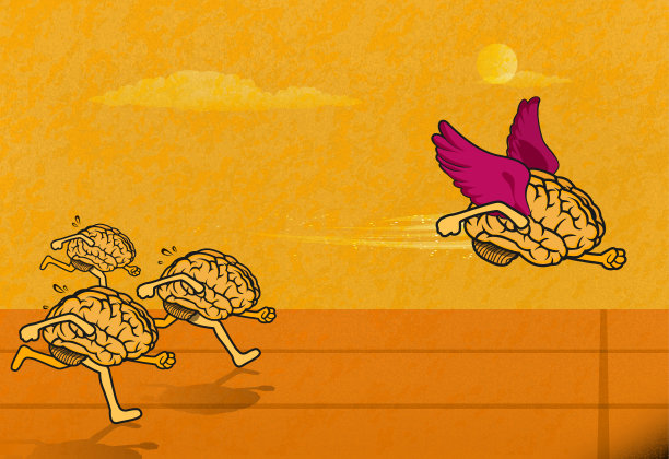 卡通大脑赛跑图片下载