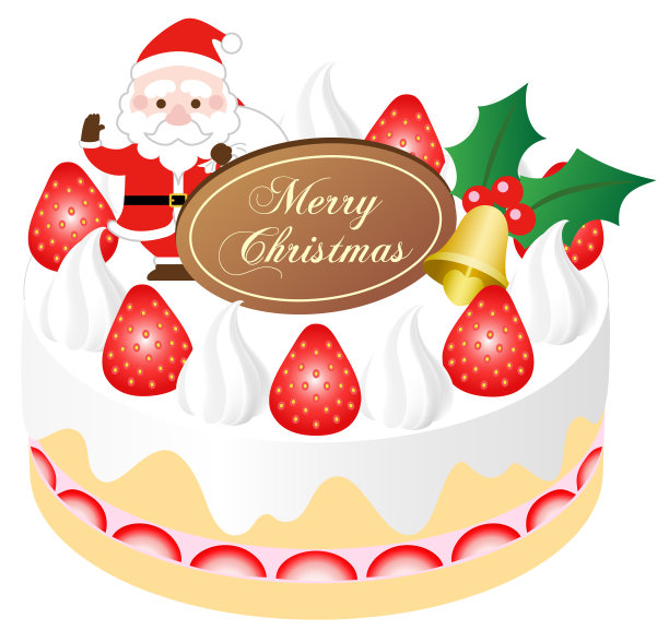 圣诞蛋糕，孤立在白色背景上图片下载