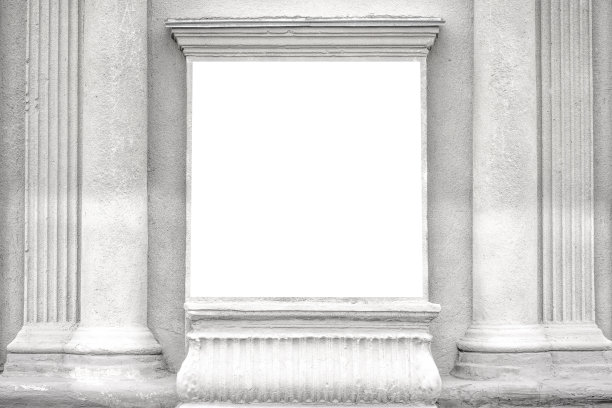 带有柱子的旧建筑的墙体纹理。有设计，海报或公告，复制空间。图片下载