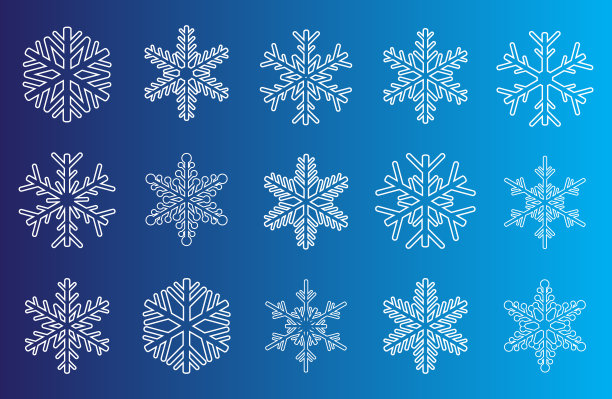 蓝色背景上的雪花。矢量图素材图片