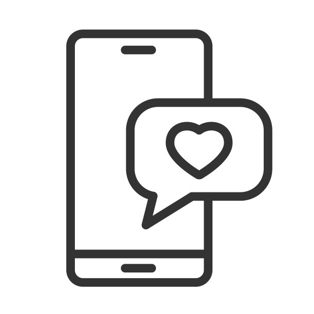 爱聊天信息上的智能手机轮廓矢量图标孤立在白色背景。股票矢量插图。浪漫的爱情和情人节线矢量图标为web，移动应用程序，ui，打印产品图片下载