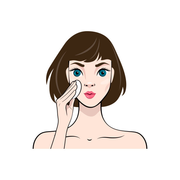 拥有干净清新肌肤的快乐年轻女子。美容护肤。矢量图图片下载