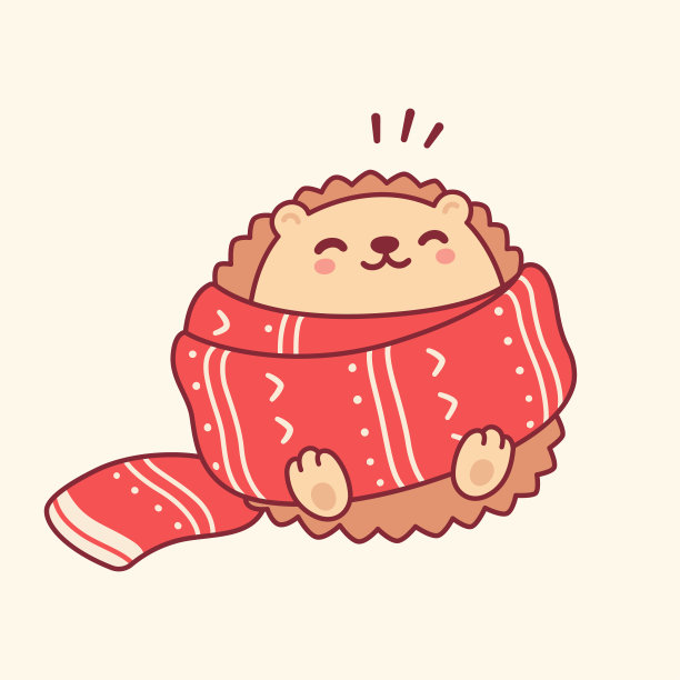 可爱的卡通刺猬带围巾图片下载