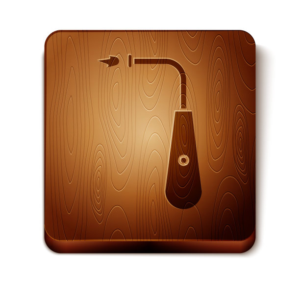 棕色长电动打火机图标孤立在白色背景。木制方形按钮。矢量图图片下载
