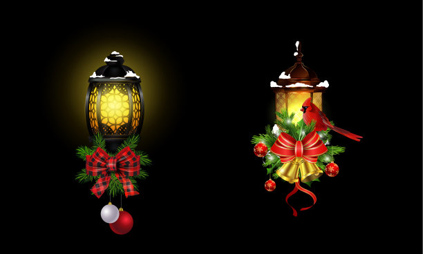 用街灯装饰的圣诞节装饰图片下载