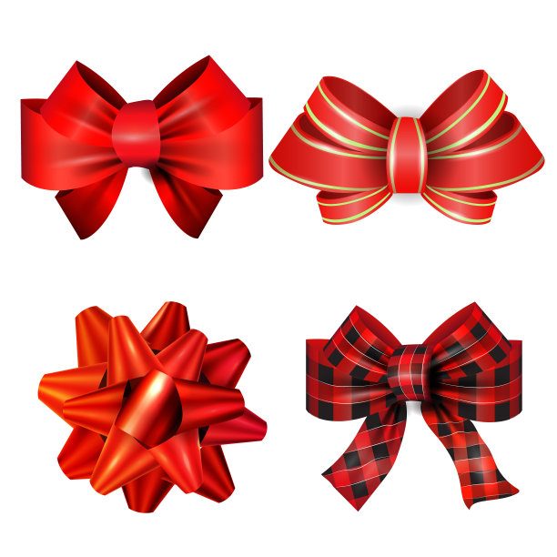 红色格子弓圣诞矢量图片下载