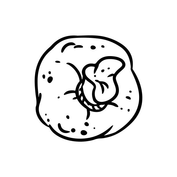 可爱的卡通宝袋涂鸦形象。袋俯视图标志。媒体高亮图形符号图片下载