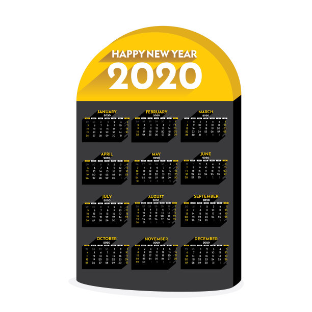 2020年新年日历设计图片下载