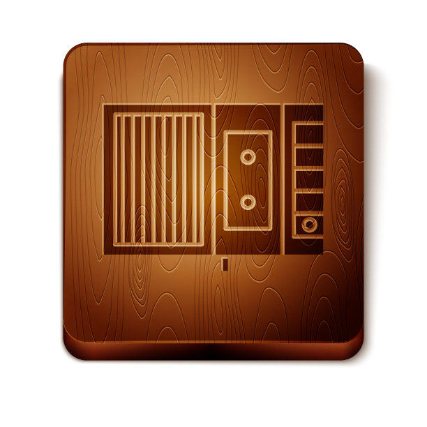 棕色音乐播放器图标孤立在白色背景上。便携式音乐设备。木制方形按钮。矢量图图片下载