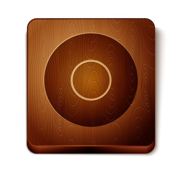 棕色板块图标孤立在白色背景。餐具的象征。餐厅的迹象。木制方形按钮。矢量图图片下载