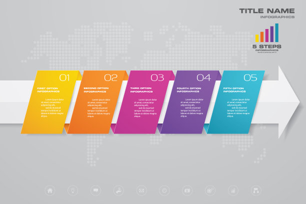 5步箭头信息图形模板。你的演讲。图片下载