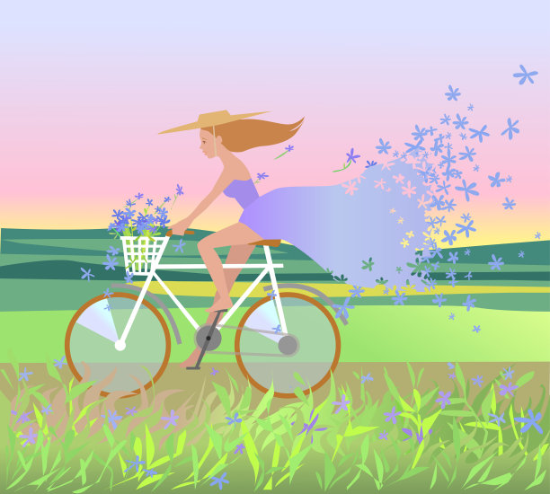 骑自行车的女孩图片下载