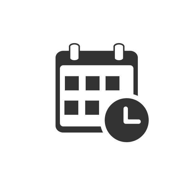 带有时钟图标的日历，平面设计图片下载