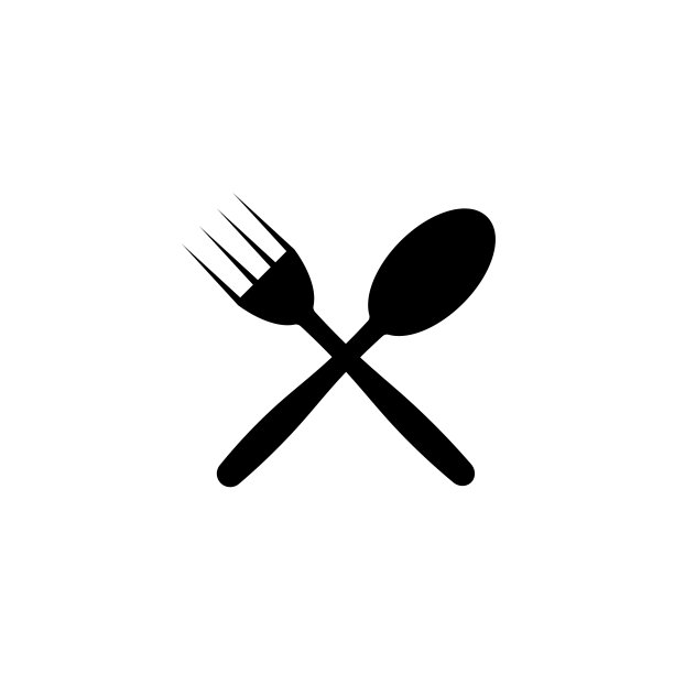 交叉的叉子和勺子矢量图标。餐具图片下载
