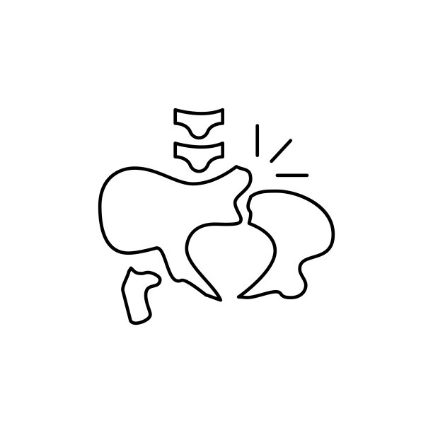 骨骨折胫骨图标。简单的线条，轮廓向量的人体骨架图标为用户界面和用户体验，网站或移动应用程序在白色背景图片下载