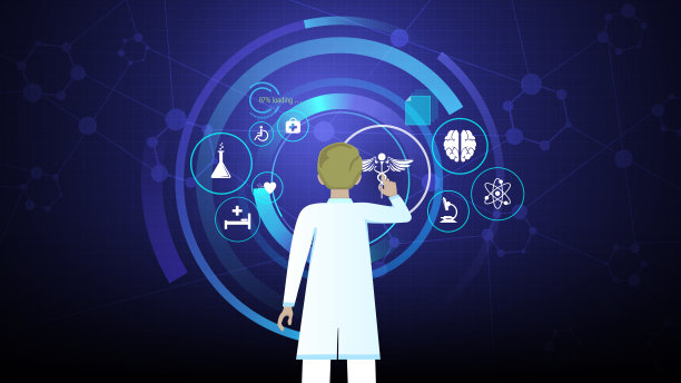 医生触摸未来hud UI医疗技术创新概念背景图片下载