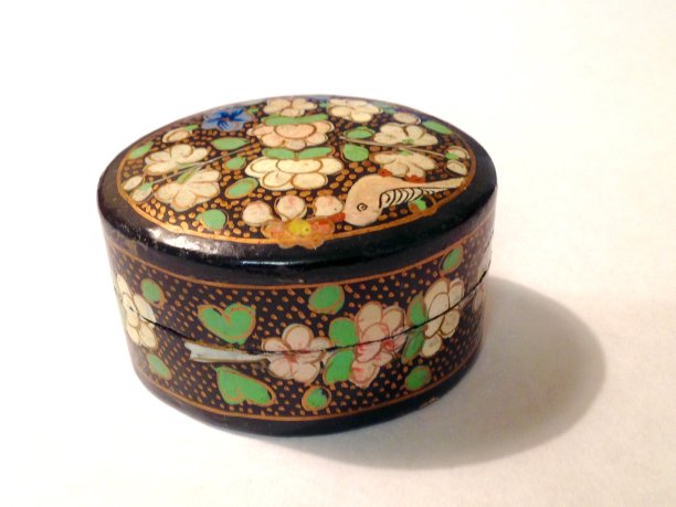 手画印度漆器饰品盒图片下载