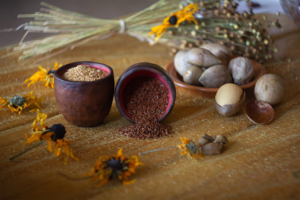 银行亚麻、芝麻、牛油果种子的成分图片下载