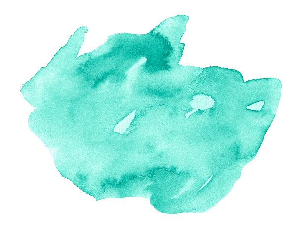 水彩海蓝色背景与清楚的边界和离婚。水彩笔刷污渍。图片下载