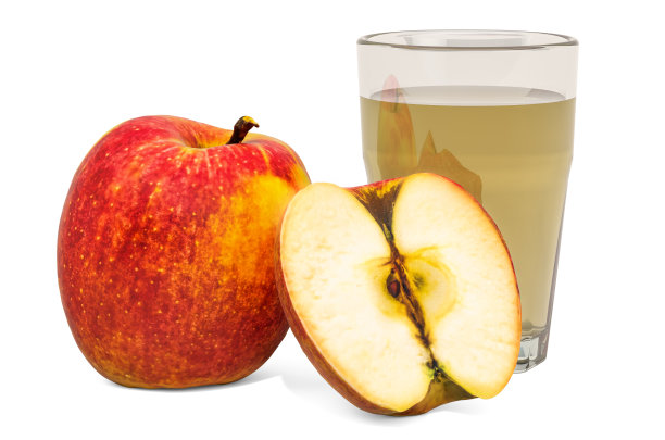 苹果汁与苹果，3D渲染孤立的白色背景图片下载