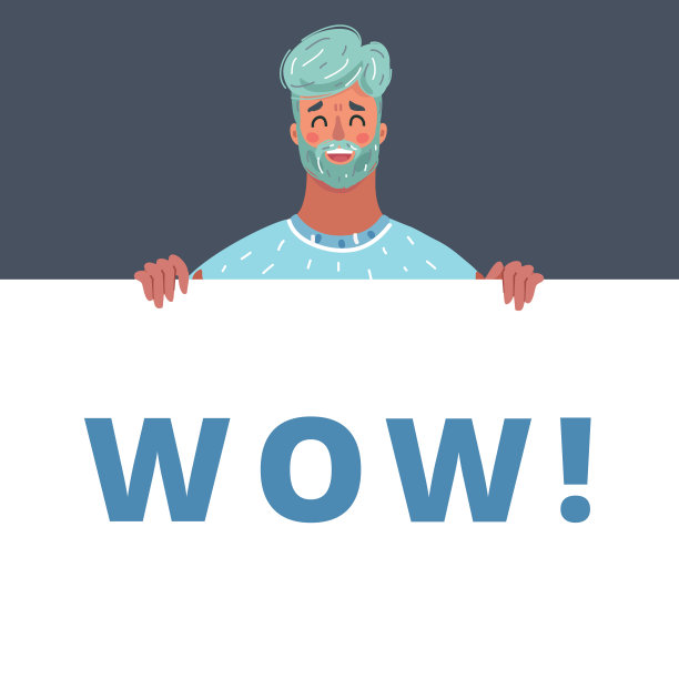 震惊的人。哇旗帜。图片下载