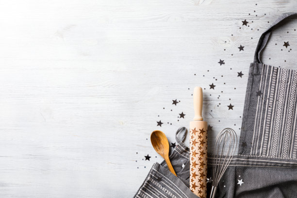 厨房围裙的圣诞背景概念图片下载