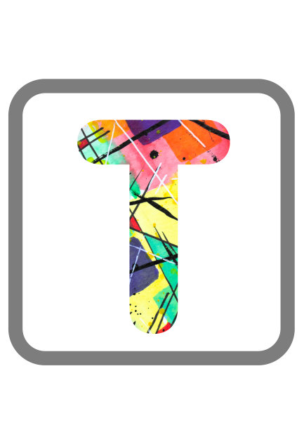 抽象绘画水彩印刷字母T图片下载