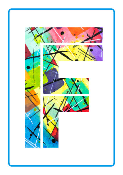 抽象绘画水彩印刷字母F图片下载
