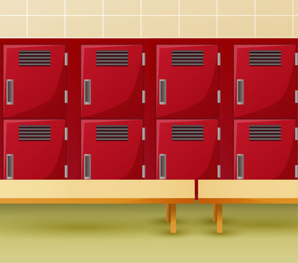 健身房的更衣室或学校的运动更衣室图片下载