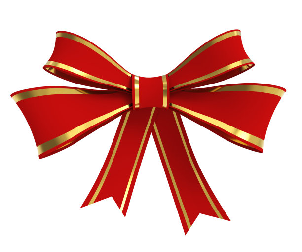 红丝带蝴蝶结与金色条纹图片下载