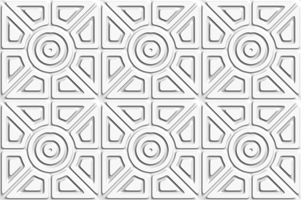 抽象几何3D白色背景。无缝模式。绘制插图。图片下载