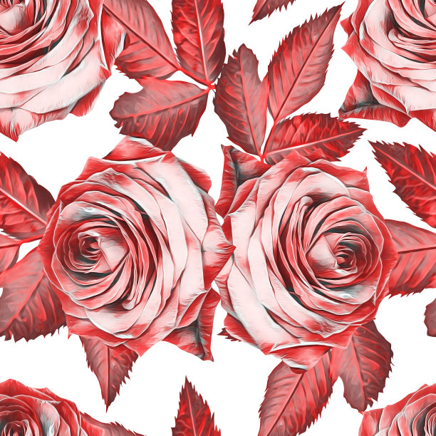 玫瑰叶无缝图案。图片下载