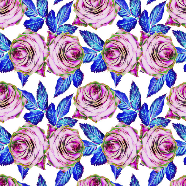 玫瑰叶无缝图案。图片下载