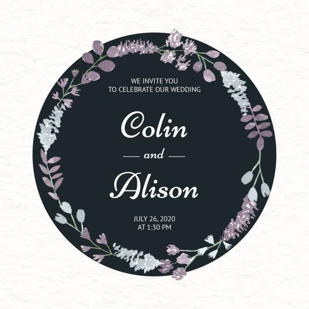 优雅的花卉婚礼邀请在水彩图片下载