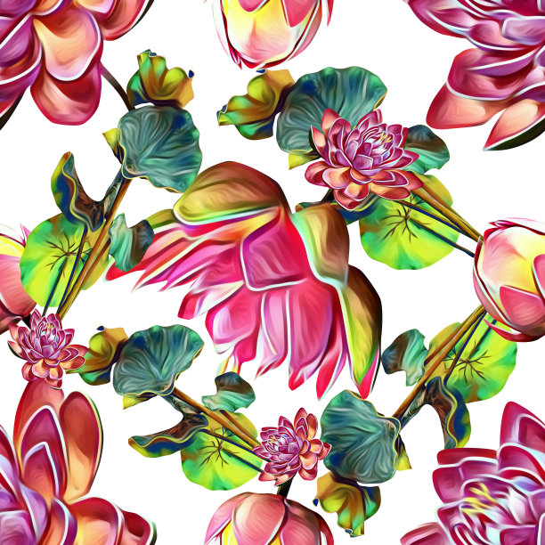 睡莲构图，图案无缝。图片下载