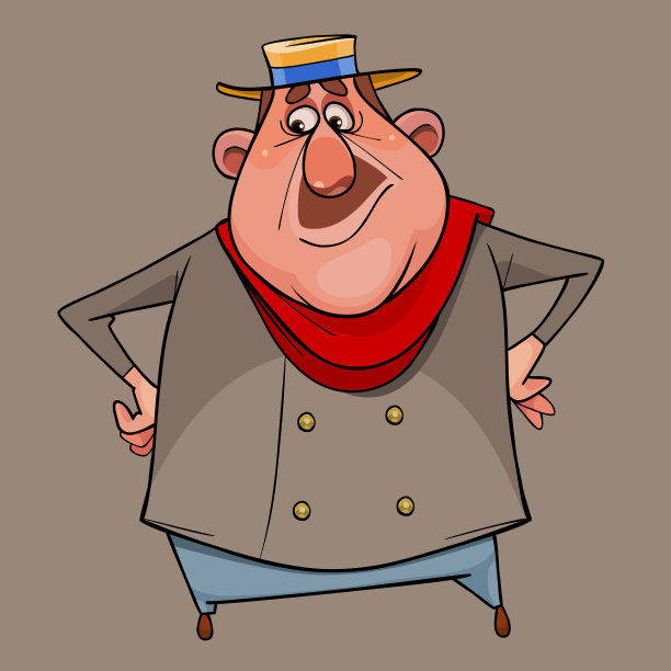 卡通胖男人戴着帽子站在腰上图片下载