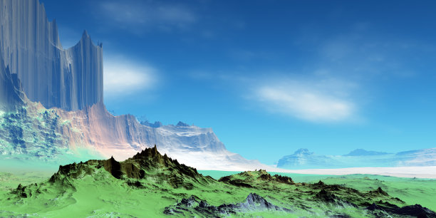 外星人的星球。山。3D渲染图片下载